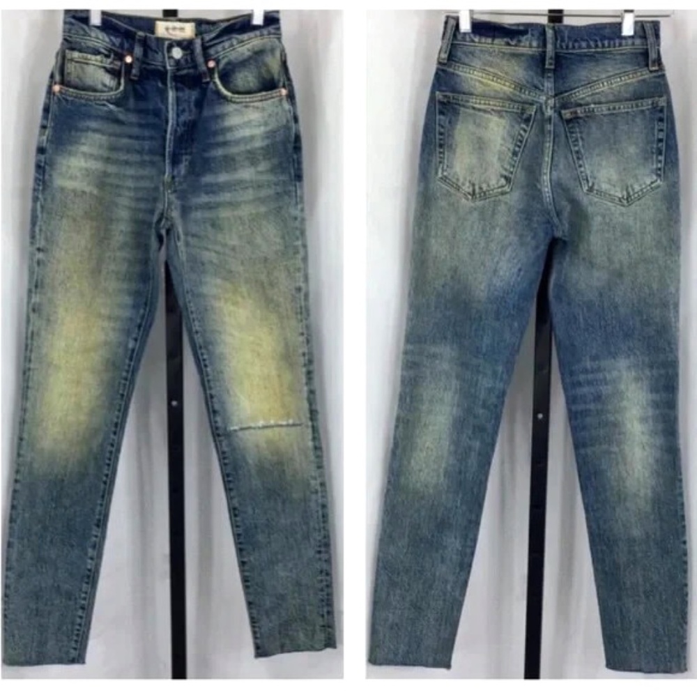 Free People Womens Stella Jeans High Rise Distressed Skinny Jean Sz 25 x 29